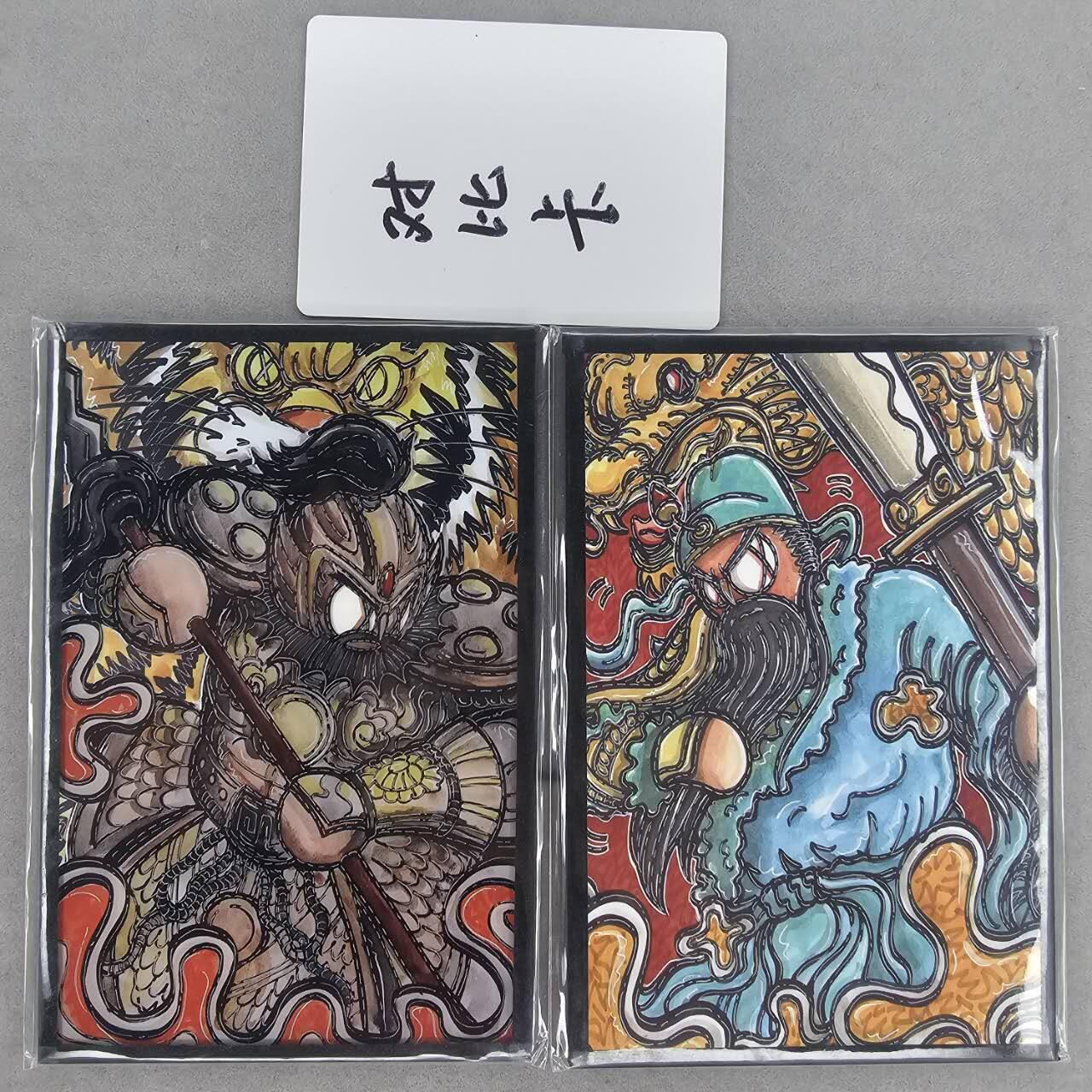龙虎卡牌第四十七场 （无佣金，满120包邮，欢迎送拍） A6色纸2张 waiwai-关羽&张飞