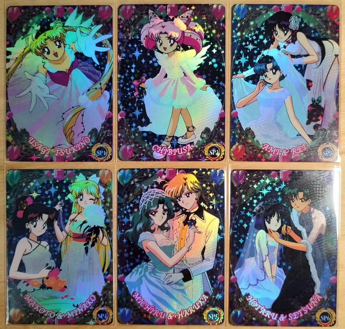 龙虎卡牌第四十七场 （无佣金，满120包邮，欢迎送拍） 折光彩闪一套6张 藏无缺卡牌 婚礼系列 小樱 美战