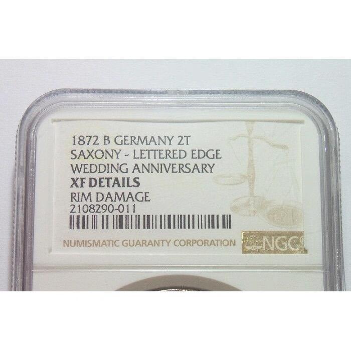 【银】NGC XF 德国萨克森1872年 国王金婚2泰勒大银币 爽品