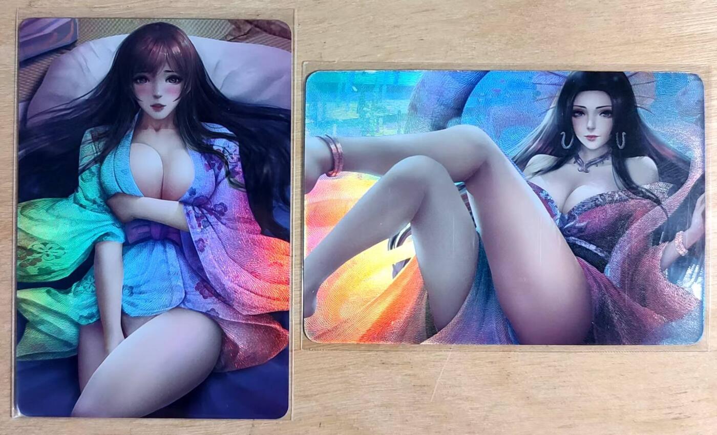 龙虎卡牌第四十七场 （无佣金，满120包邮，欢迎送拍） 折光彩闪2张 海贼王-女帝现代版 榻榻米仰卧+花伞翘腿