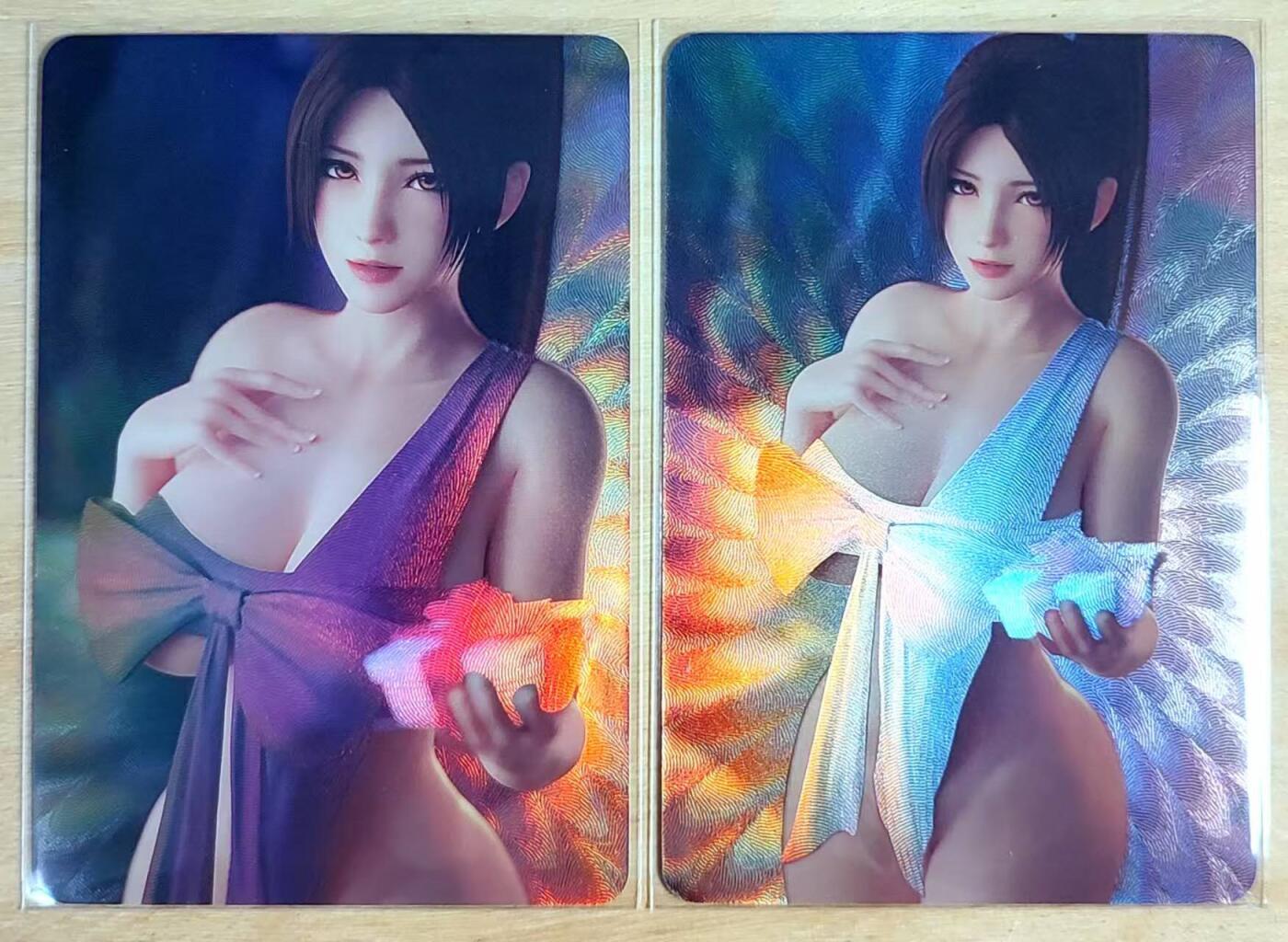 龙虎卡牌第四十七场 （无佣金，满120包邮，欢迎送拍） 折光彩闪2张 不知火舞远近景 火舞把自己包装成礼物蝴蝶结扯开就春光乍泄