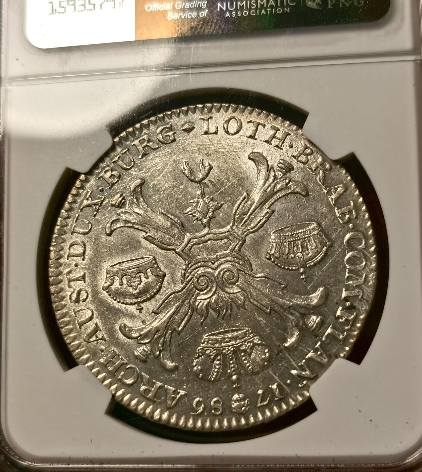  甄臻铺-世界币章拍卖（第26期），送拍享返佣金等优惠多多 NGC-AUD 1786年奥属尼德兰，弗朗茨二世1泰勒大银币，少见头像，少见好品