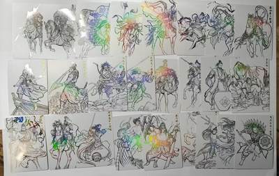 龙虎卡牌第四十七场 （无佣金，满120包邮，欢迎送拍） - 彩闪线稿25张 张建东水浒 盲盒散配
