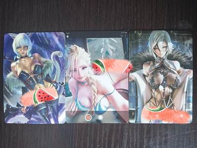 花开卡拍第32期（7月27号周日截拍，品控勿拍!!!拍品不寄存，运费5元，自制卡难免瑕疵，可能存在轻微撞角爆边等出厂瑕疵，品控介意勿拍！） - 五月卡牌 妹卡3张 粗闪工艺
