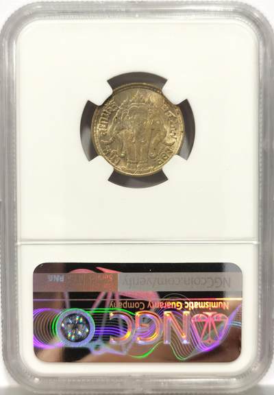 博洋堂世界钱币拍卖第162期（全场包邮） NGC MS64 泰国1924年拉玛六世1/4铢大象银币，淡金包浆