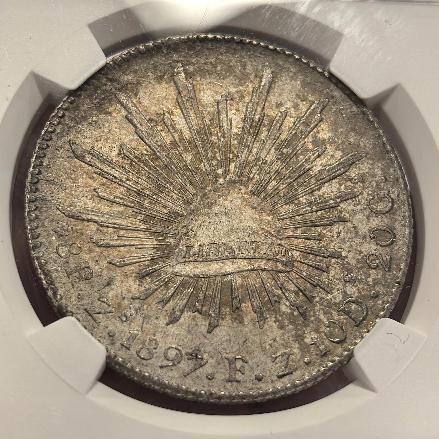 博洋堂德系小专场暨第132期（全场包邮） NGC MS61 墨西哥1897年ZS FZ版花边鹰洋，关门年份，原味窖藏五彩