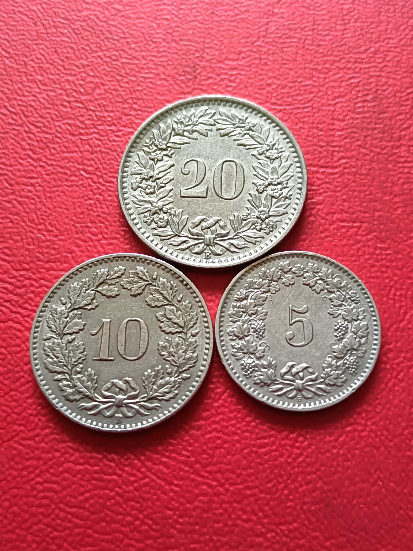 【云涧收藏】第四十八场 瑞士1962年5、10、20生丁3枚