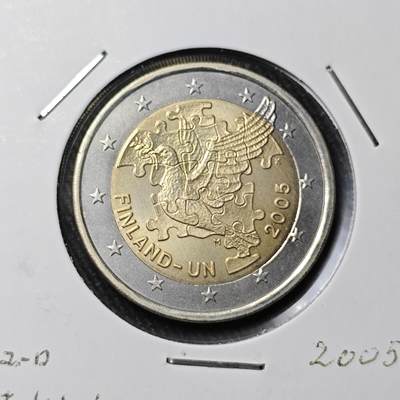 KK钱币收藏小铺 《批量/好品散币 套币 银币》专场 2月预留时间 周末发货 - 2005年芬兰庆祝联合国成立60周年2欧元纪念币 好品 