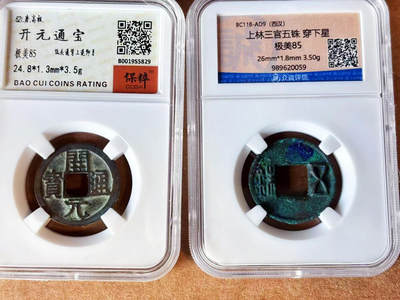 【Blue Auction】世界纸币精拍第701期【精】——18级TOP拍卖/信誉/品质/专业/高效💫 - 【一组2枚】唐代 开元通宝 上仰月 保粹 极美85&西汉 上林三官五铢 穿下星 众诚 极美品85