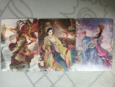 花开卡拍第32期（7月27号周日截拍，品控勿拍!!!拍品不寄存，运费5元，自制卡难免瑕疵，可能存在轻微撞角爆边等出厂瑕疵，品控介意勿拍！） - 燎原西游 孙悟空女儿国国王百花羞 普卡3张