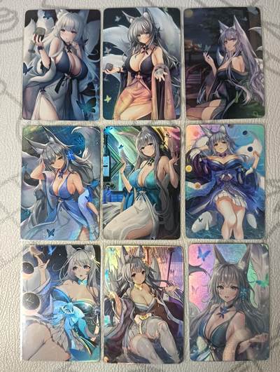 花开卡拍第32期（7月27号周日截拍，品控勿拍!!!拍品不寄存，运费5元，自制卡难免瑕疵，可能存在轻微撞角爆边等出厂瑕疵，品控介意勿拍！） - 宁缺卡牌 碧蓝航线-信浓 一套9张 折光彩闪