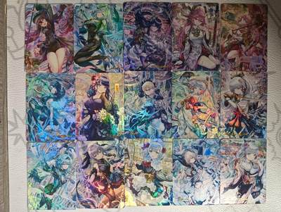花开卡拍第32期（7月27号周日截拍，品控勿拍!!!拍品不寄存，运费5元，自制卡难免瑕疵，可能存在轻微撞角爆边等出厂瑕疵，品控介意勿拍！） - 燎原t画师 原神15张，早期精抠彩闪