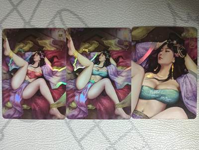 花开卡拍第33期（8月3号周日截拍，品控勿拍!!!拍品不寄存，运费5元，自制卡难免瑕疵，可能存在轻微撞角爆边等出厂瑕疵，品控介意勿拍！） - 卡将欲女传 骊姬 彩闪三渐变，反光仔细看有出厂细微划痕，卡将常见通病，基本每套都有，介意勿拍