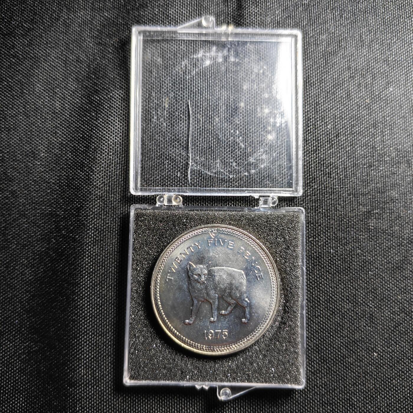 KK钱币收藏小铺 《批量/好品散币 套币 银币》专场 2月预留时间 周末发货  1975马恩岛克朗币 无尾猫 好品
