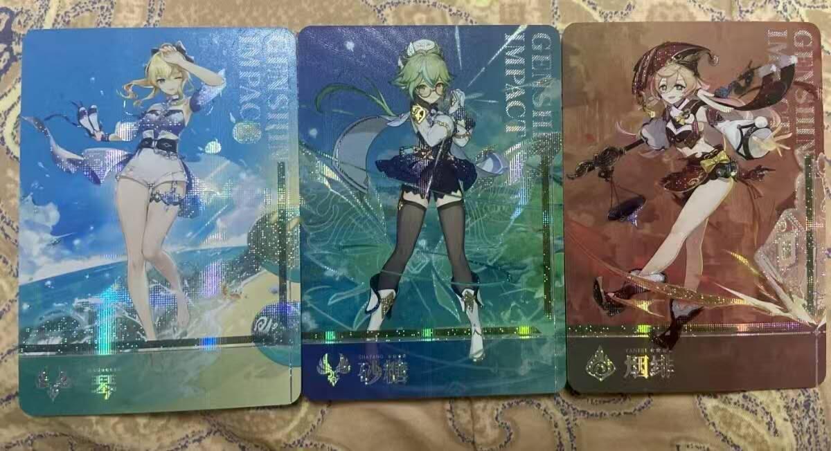 龙虎卡牌第四十七场 （无佣金，满120包邮，欢迎送拍） 纱布闪3张 墨卡牌-原神立绘B