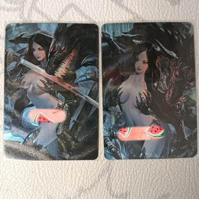花开卡拍第32期（7月27号周日截拍，品控勿拍!!!拍品不寄存，运费5元，自制卡难免瑕疵，可能存在轻微撞角爆边等出厂瑕疵，品控介意勿拍！） - 老郑卡牌 恶龙抓球2张 粗闪 小姐姐被禁锢了