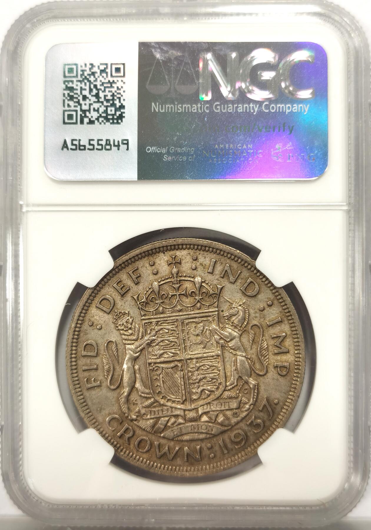 博洋堂德系小专场暨第132期（全场包邮） NGC MS63 英国1937年乔治六世登基纪念克朗大银币，原光淡彩极美品。
