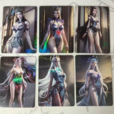 花开卡拍第32期（7月27号周日截拍，品控勿拍!!!拍品不寄存，运费5元，自制卡难免瑕疵，可能存在轻微撞角爆边等出厂瑕疵，品控介意勿拍！） - 斗罗大陆卡牌 比比东+波塞西 彩闪6张