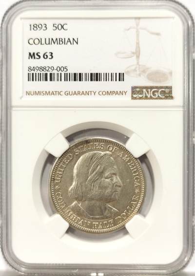 博洋堂德系小专场暨第132期（全场包邮） - NGC MS63 美国1893年哥伦布纪念半美元银币，极美原光好品。