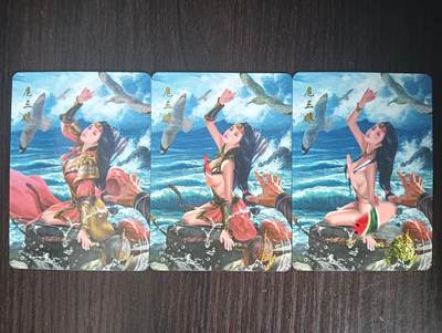 花开卡拍第32期（7月27号周日截拍，品控勿拍!!!拍品不寄存，运费5元，自制卡难免瑕疵，可能存在轻微撞角爆边等出厂瑕疵，品控介意勿拍！） - 青鸾殿卡牌 水浒传外传 扈三娘 1套三渐变3张 细沙闪工艺