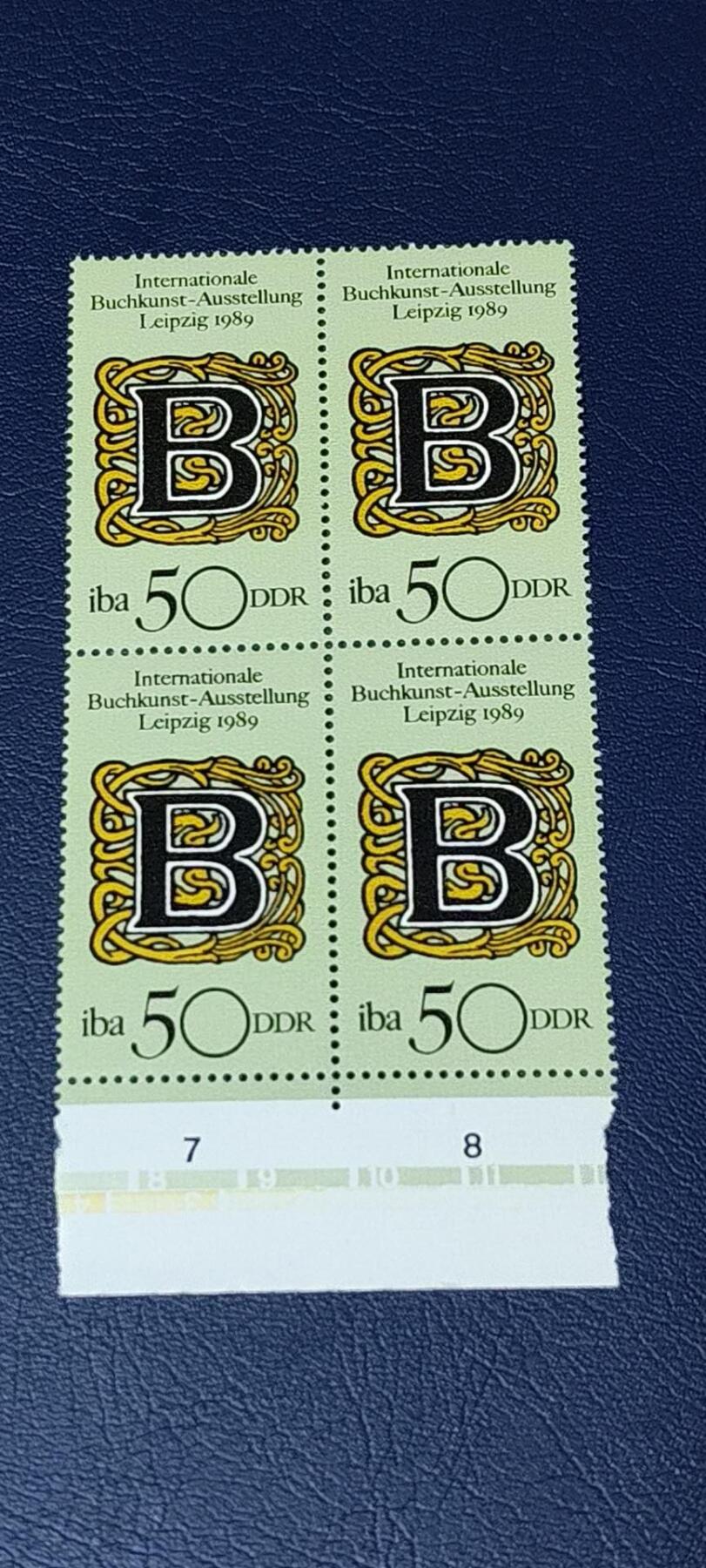 德国邮票专场，都是四方联 德国邮票四方联，1989年发行， 莱比锡国际图书装帧博览会。品相如图