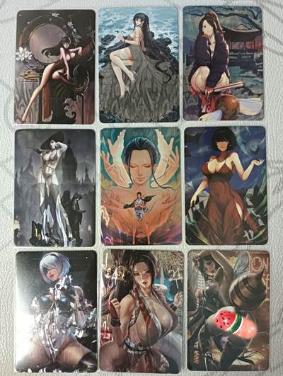 花开卡拍第32期（7月27号周日截拍，品控勿拍!!!拍品不寄存，运费5元，自制卡难免瑕疵，可能存在轻微撞角爆边等出厂瑕疵，品控介意勿拍！） - 宁缺卡牌 动漫人物9张一套 正面光刻版本 卡背是不同图案 彩闪版本