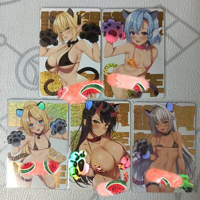 花开卡拍第32期（7月27号周日截拍，品控勿拍!!!拍品不寄存，运费5元，自制卡难免瑕疵，可能存在轻微撞角爆边等出厂瑕疵，品控介意勿拍！） - 玩卡秀卡牌 虎年纪念套卡金虎迎春一套5张 彩闪金沙 卡背艺术版