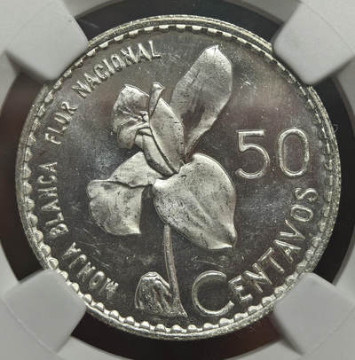 紫瑗钱币——第578期 - 危地马拉 1963年  50分银币 顶级状态 NGC MS65