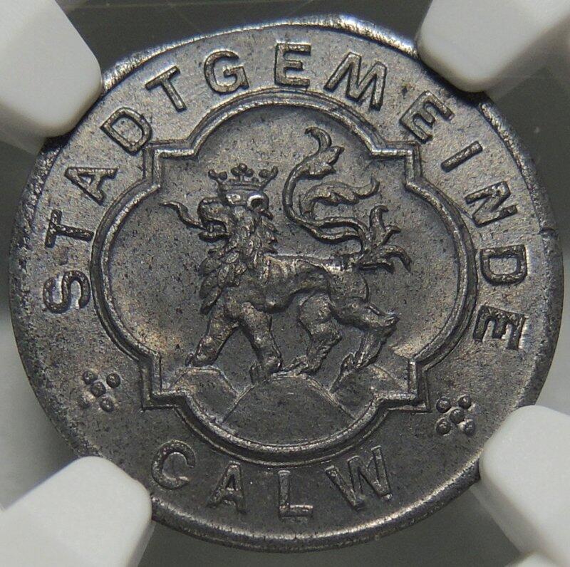 博洋堂德系小专场暨第132期（全场包邮） NGC MS64 少见错币！德紧德国卡尔夫1918年5芬尼铁币