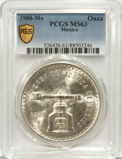 博洋堂世界钱币拍卖第137期（全场包邮） - PCGS MS63 墨西哥1980年天平铸币机一盎司大银币