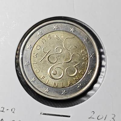 KK钱币收藏小铺 《批量/好品散币 套币 银币》专场 2月预留时间 周末发货 -  芬兰2013年纪念币 芬兰议会成立150周年 2欧纪念币