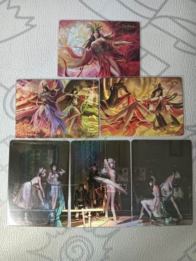 花开卡拍第32期（7月27号周日截拍，品控勿拍!!!拍品不寄存，运费5元，自制卡难免瑕疵，可能存在轻微撞角爆边等出厂瑕疵，品控介意勿拍！） - 鸡腿卡牌 美杜莎一套3张+芭蕾舞者三拼图 彩闪