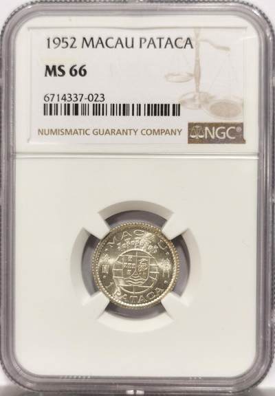 博洋堂德系小专场暨第132期（全场包邮） - NGC MS66 葡属澳门1952年首版壹圆银币，顶级高分