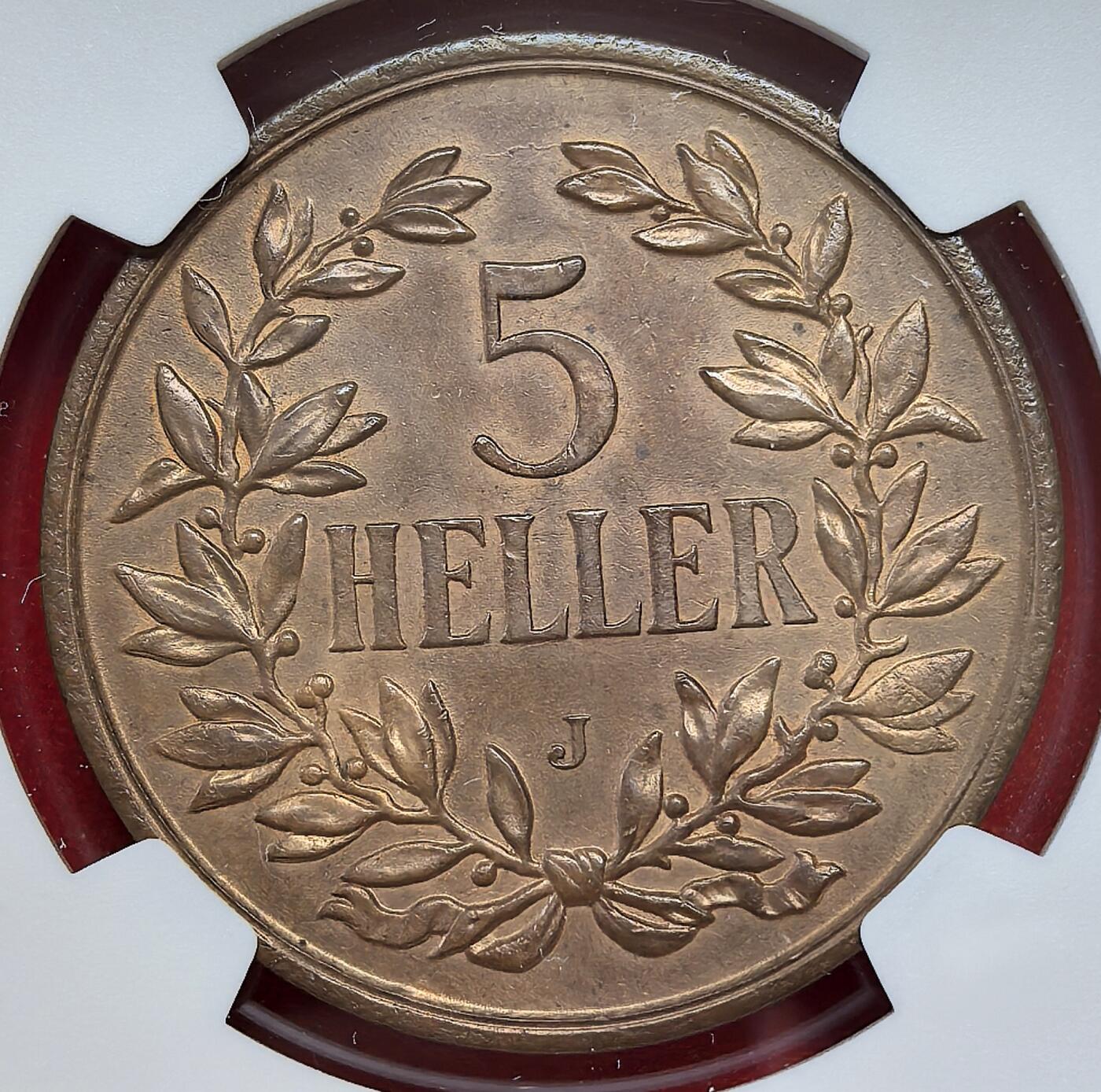 凡希社世界钱币微拍月度大拍（2025/07） 1908J德属东非5HELLER大铜NGC-MS62，原色铜光，品相难得一见的德属好品种，仅发行两年，卢比体系里规格最大的铜辅币。（视频参考）