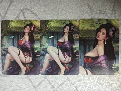 花开卡拍第33期（8月3号周日截拍，品控勿拍!!!拍品不寄存，运费5元，自制卡难免瑕疵，可能存在轻微撞角爆边等出厂瑕疵，品控介意勿拍！） - 卡将欲女传 左棻 彩闪三渐变，反光仔细看有出厂黑线，卡将常见通病，基本每套都有，介意勿拍