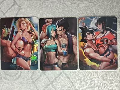 花开卡拍第32期（7月27号周日截拍，品控勿拍!!!拍品不寄存，运费5元，自制卡难免瑕疵，可能存在轻微撞角爆边等出厂瑕疵，品控介意勿拍！） - 冰狗卡牌 龙珠小套卡3张 折光彩闪 卡背三拼图