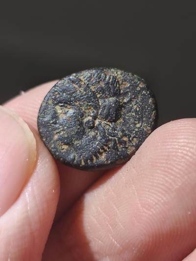 爱奥尼亚萨摩斯岛古希腊铜币爱奥尼亚地区萨摩斯岛打制正面天后赫拉背面狮头是赫拉的象征赫拉币少见