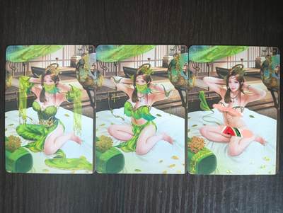花开卡拍第32期（7月27号周日截拍，品控勿拍!!!拍品不寄存，运费5元，自制卡难免瑕疵，可能存在轻微撞角爆边等出厂瑕疵，品控介意勿拍！） - 青鸾殿卡牌 水浒传外传 李瑞兰 1套三渐变3张 细沙闪工艺