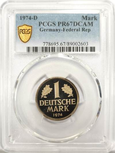 博洋堂德系小专场暨第132期（全场包邮） - PCGS PR67DCAM 联邦德国西德1974年D版1马克精制镍币