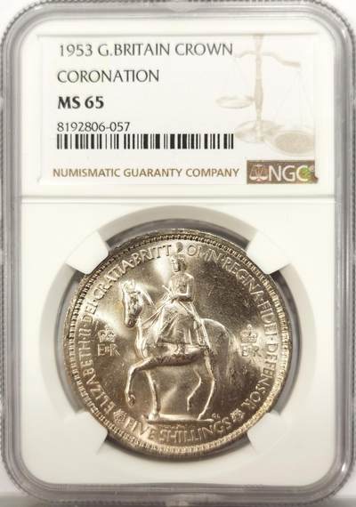 博洋堂德系小专场暨第132期（全场包邮） - NGC MS65 英国1953年伊丽莎白二世登基纪念克朗