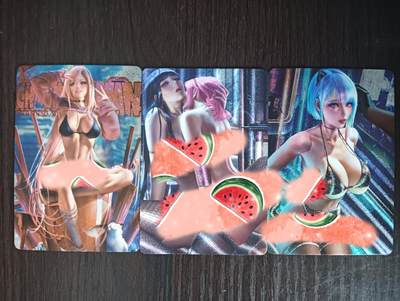 花开卡拍第32期（7月27号周日截拍，品控勿拍!!!拍品不寄存，运费5元，自制卡难免瑕疵，可能存在轻微撞角爆边等出厂瑕疵，品控介意勿拍！） - 五月卡牌 妹卡3张 粗闪工艺