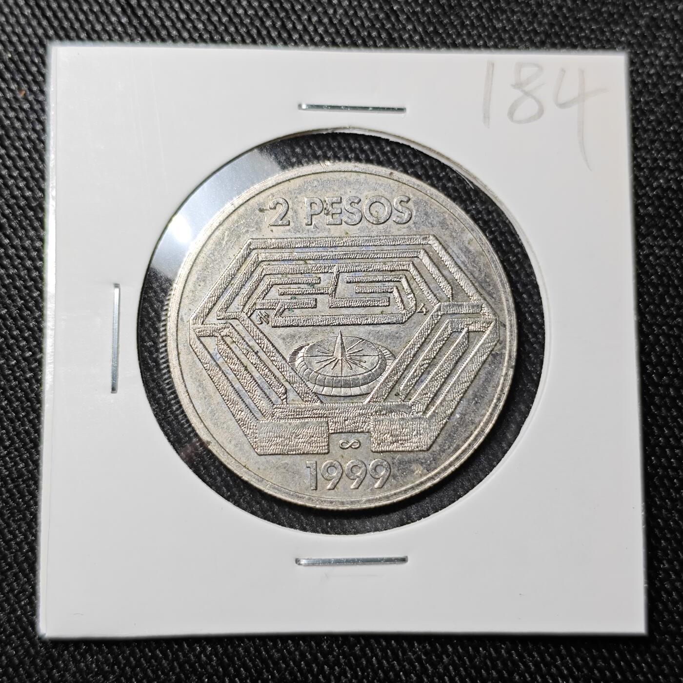 KK钱币收藏小铺 《批量/好品散币 套币 银币》专场 2月预留时间 周末发货  稀少1999 阿根廷2比索阿根廷国 宝级作家博尔赫斯诞辰100周年纪念币