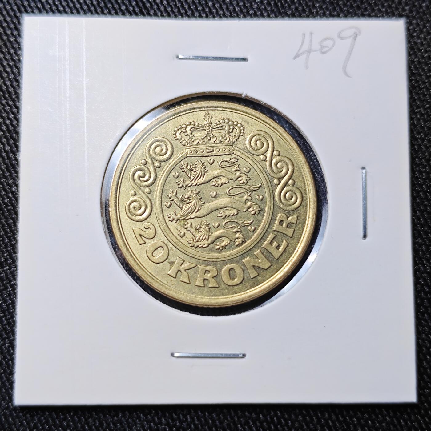KK钱币收藏小铺 《批量/好品散币 套币 银币》专场 2月预留时间 周末发货 1990 丹麦20克朗好品