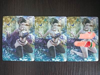 花开卡拍第32期（7月27号周日截拍，品控勿拍!!!拍品不寄存，运费5元，自制卡难免瑕疵，可能存在轻微撞角爆边等出厂瑕疵，品控介意勿拍！） - 燎原卡牌 燎原三国 巴丁 典藏 甄宓 1套3张 彩闪工艺