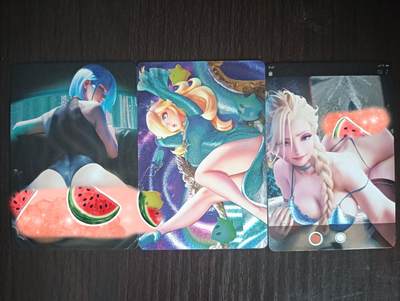 花开卡拍第32期（7月27号周日截拍，品控勿拍!!!拍品不寄存，运费5元，自制卡难免瑕疵，可能存在轻微撞角爆边等出厂瑕疵，品控介意勿拍！） - 五月卡牌 ACG妹卡3张 粗闪工艺
