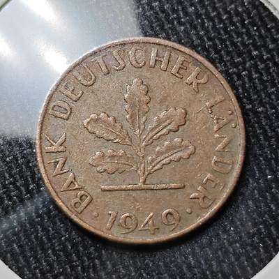 KK钱币收藏小铺 《批量/好品散币 套币 银币》专场 2月预留时间 周末发货 -  1949德国1芬尼 银行版 最少见的面值