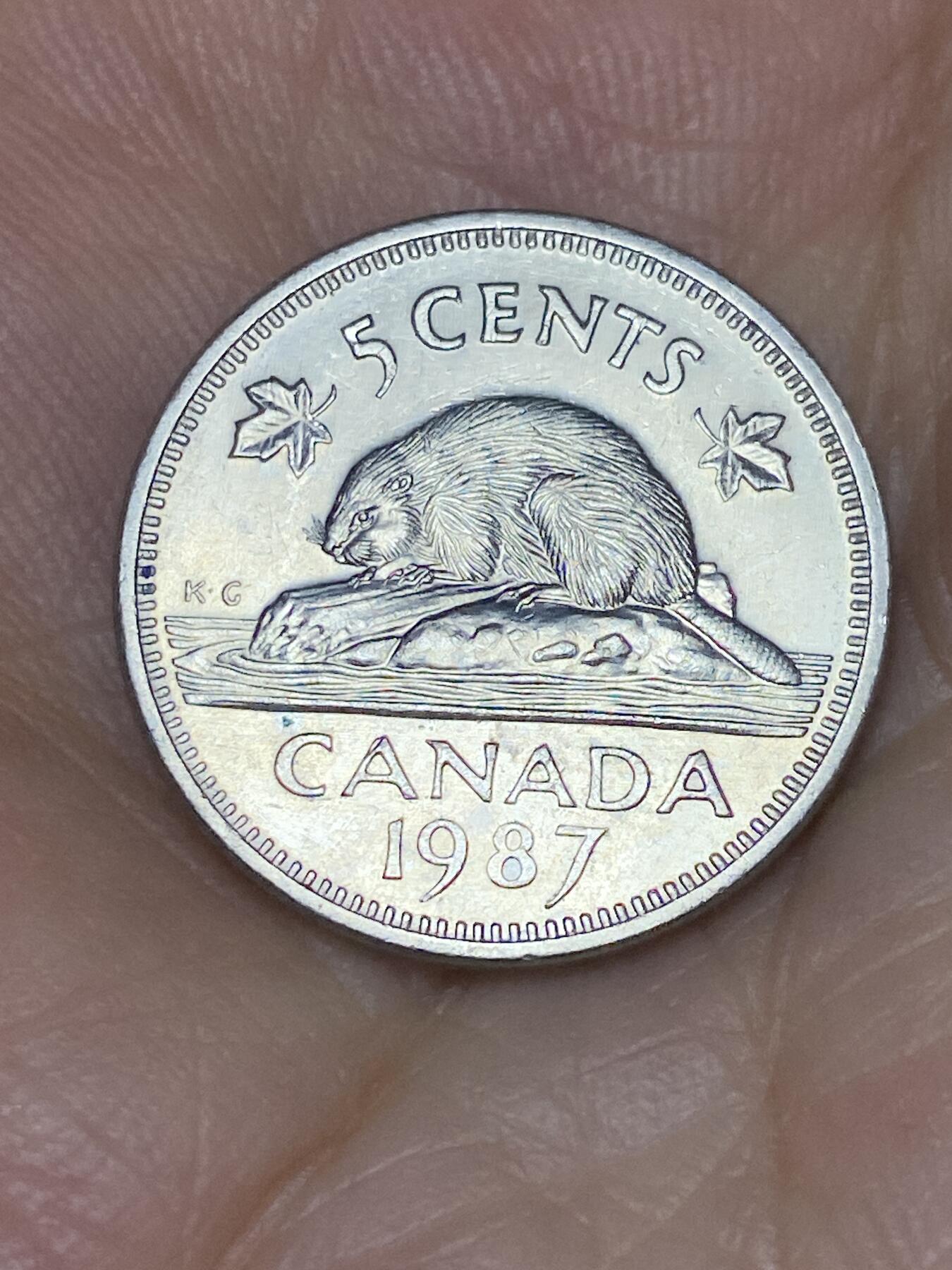 2025年第七十一场(总第九十七场）外国好品散币(免佣金) 加拿大🇨🇦1987年5分(伊丽莎白二世中年花冠，浅浮雕版)
