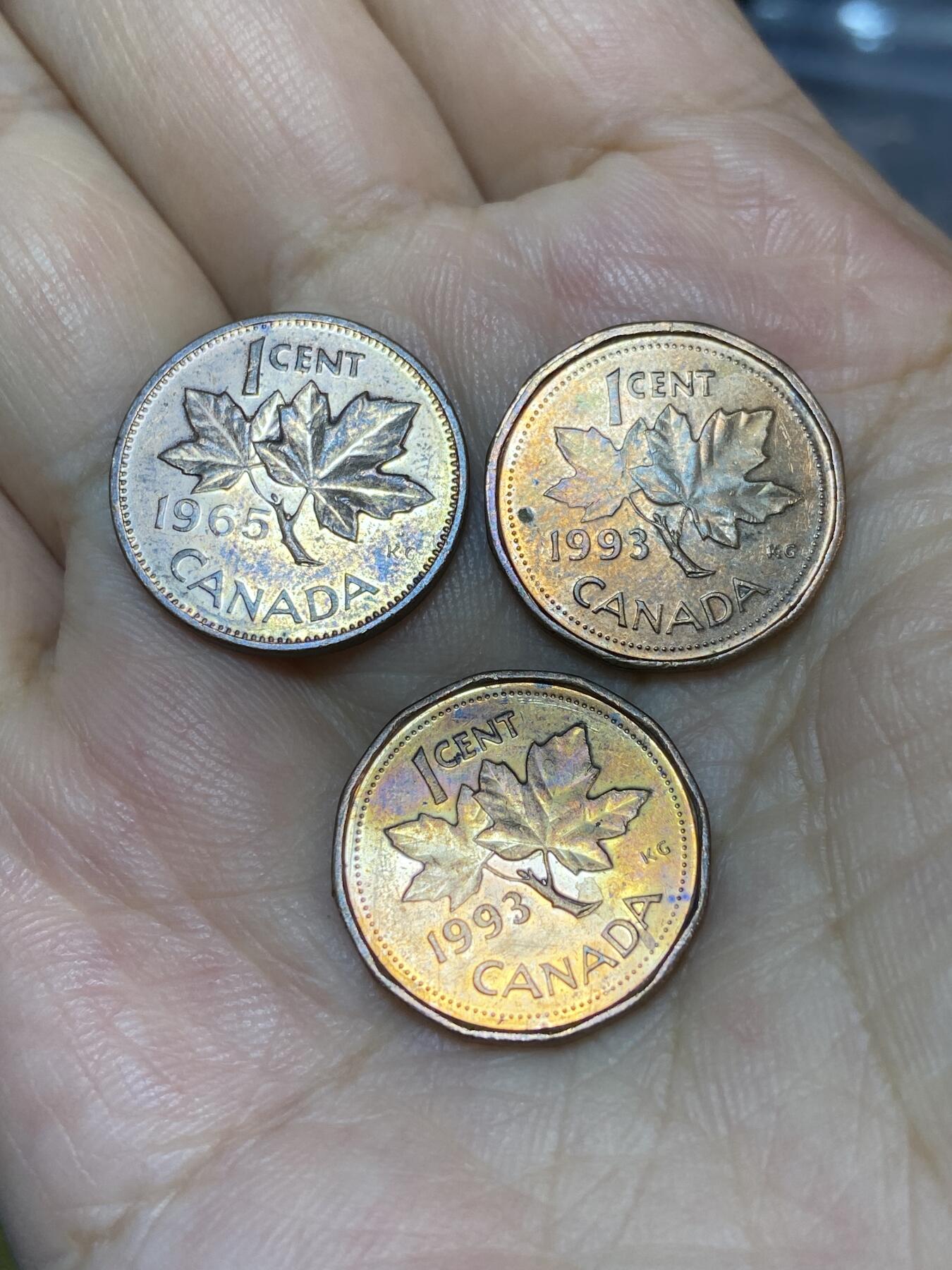 2025年第七十一场(总第九十七场）外国好品散币(免佣金) 加拿大🇨🇦3枚：1965年、1993年1分