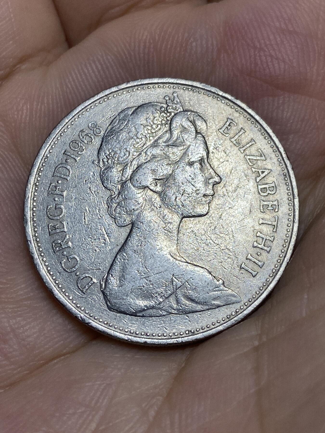 2025年第七十一场(总第九十七场）外国好品散币(免佣金) 英国🇬🇧1968年10新便士(伊丽莎白二世中年花冠，十进制第一版，首发年)