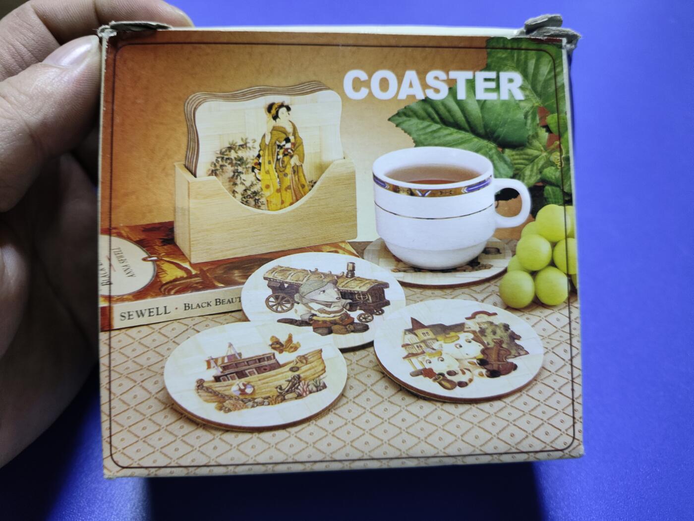 搬档清货：杂七杂八A 全新未使用COASTER《水乡图》竹质杯垫六个一套，9.5*9.5cm